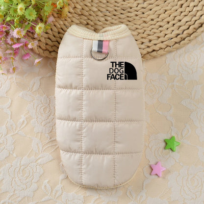 Roupa de cachorro da moda de designer casaco quente de inverno para animais de estimação, logo estéreo para cães pequenos e médios, para fantasia de Chihuahua e Bulldog Francês