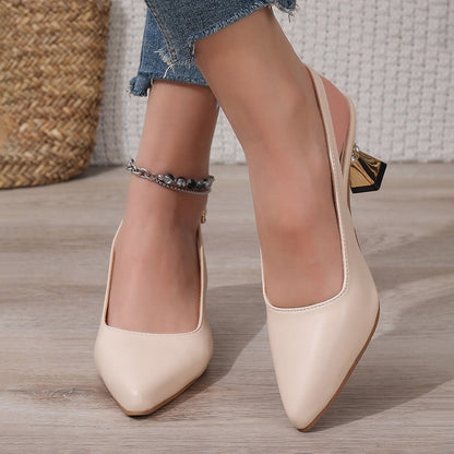 Pu Leather High Heels Pumps Women 2025 Summer Ankle Buckle Thick Heeled Sandals Woman Crystal Decor Pointed Toe Party Shoes