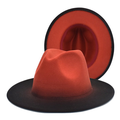 Winter Fedora Hats for Men Jazz Caps Gradient Dancing Evening Party Elegant Western Cowboy Hat Black Green Outdoor Sun Caps