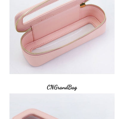 Free Custom Name Genuine Leather Travel Cosmetic Bag Set Colorful Classic Saffiano Portable Wash Bag for Women