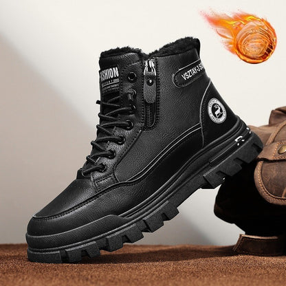 New winter plush  thick warm men's cotton shoes trendy outdoor high top male snow boots