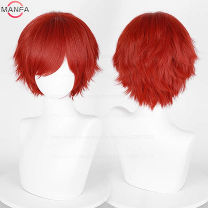 Anime 30cm Curta Reta Peruca Cosplay Preto Branco Verde Marrom Roxo Azul Cinza Vermelho Dourado Homens Mulheres Cabelo Sintético Resistente ao Calor