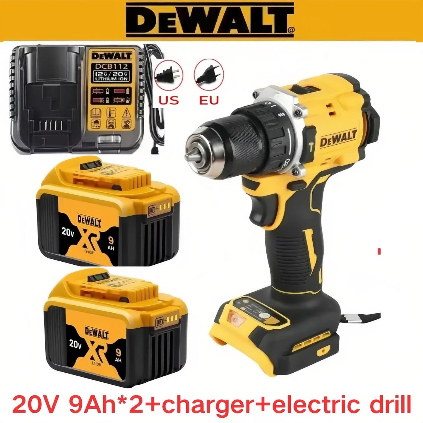 Original.DEWALT.DCD805. Bateria 20V + Ferramentas Elétricas Parafusadeira de Impacto Sem Fio Chave de Fenda Elétrica Furadeira Manual Multifuncional