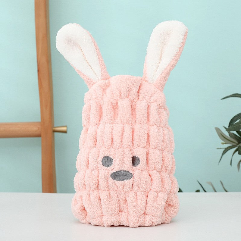 Coral Fleece Hair Drying Towel Super Absorbent Quick Dry Child Cute Drawing Baby Rabbit Ears Girls Women Shower Dryer Towel Hat