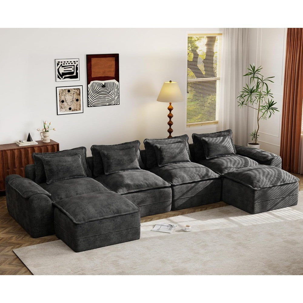 152" Cloud Modular Sectional – U-Shaped 4-Seater Couch with Ottomans, Deep Seat & Removable Cover for Living Room?