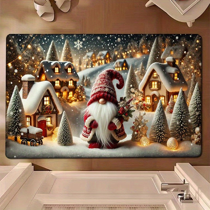 VIKAMA Winter Christmas Snowman Rug Suitable for Bedroom and Living Room Soft and Comfortable Floor Mat Home Decor
