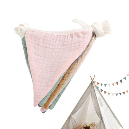Pennant Banner Flags Nursery Bunting Banner Flags Washable Cotton Fabric Triangle Pennant Garlands for Living Room and Bedroom