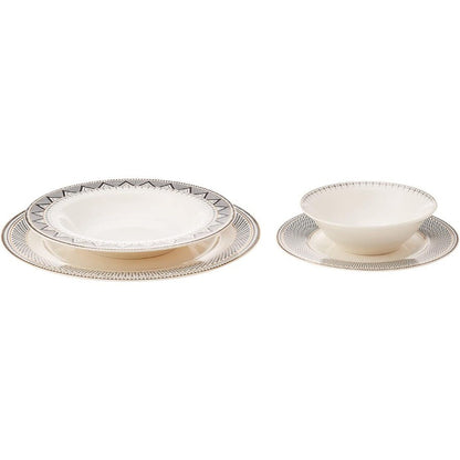 Aparelho de Jantar Globe de 24 Peças para 6 Pessoas, Conjunto de Louça de Cozinha para Salada, Sopa, Massa, Macarrão e Mais, Louça de Porcelana Moderna e Chique