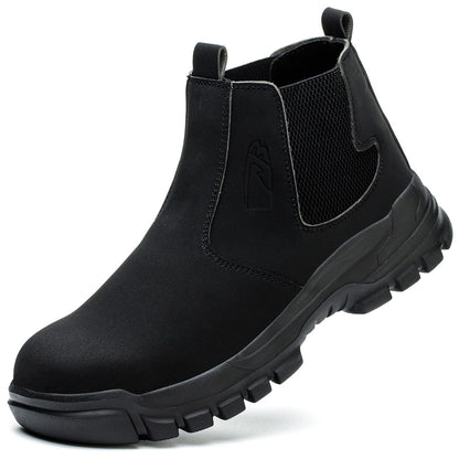 Sapatos de Segurança Impermeáveis Masculinos com Biqueira de Aço Botas de Couro Calçado Masculino Sapatos de Trabalho Indestrutíveis para Construção Marrom