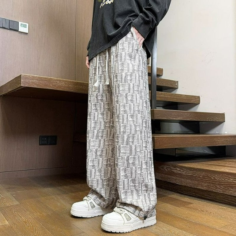 Calça Masculina Reta com Cordão na Cintura Bolsos Elástica Ajuste Casual para Uso Diário Outono Inverno Calça Esportiva Masculina de Alta Qualidade