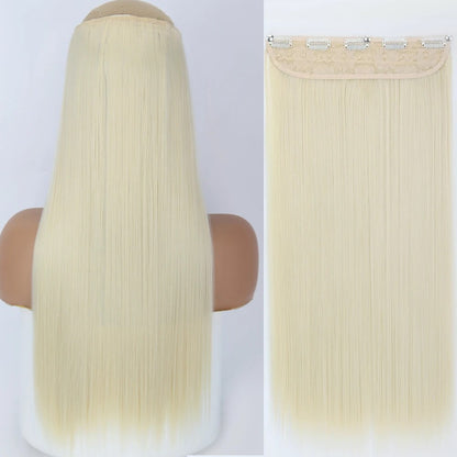 Extensão de Cabelo Liso Comprido de Fibra Sintética Resistente ao Calor com 5 Clipes 22"32" Preto Castanho Loiro
