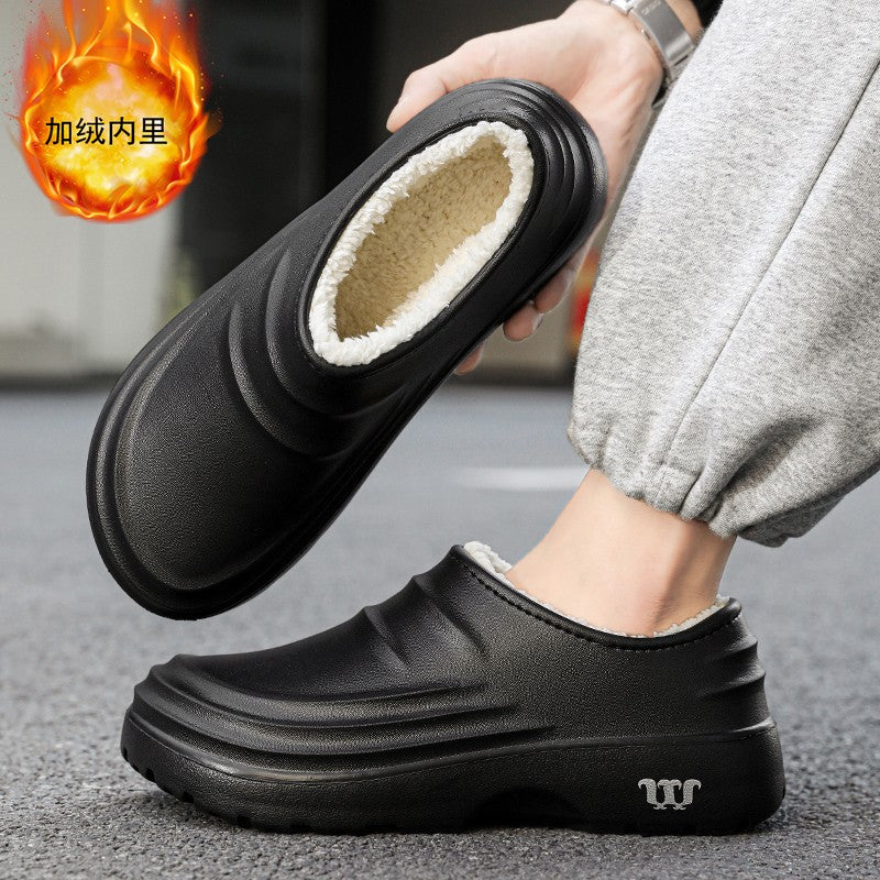 Winter Plush Supper Warm Chef Shoes for Men Women Very Soft Rubber Sandals Clogs Garden Shoes Without Holes Kitchen Work