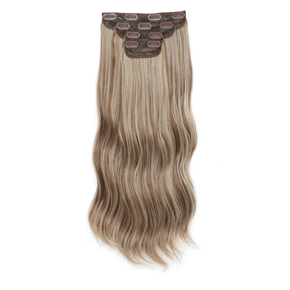 Apliques de cabelo sintéticos ondulados loiros 27/613 de 61 cm (24 polegadas) com presilhas brancas, 4 peças/lote, 220g, fibra resistente ao calor