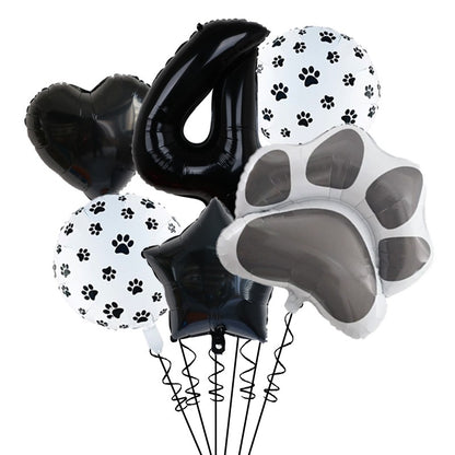 1set Animal Let's Pawty Dog Cat Paw Aluminum Balloon 32inch Pink Black Number Birthday Party Decorat Balloon Baby Shower Supplie