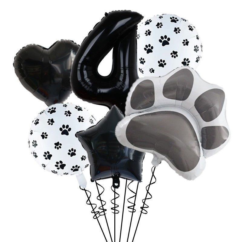 1set Animal Let's Pawty Dog Cat Paw Aluminum Balloon 32inch Pink Black Number Birthday Party Decorat Balloon Baby Shower Supplie