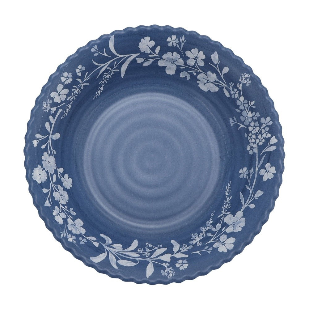 12 Piece Bamboo Melamine Dinnerware Set Floral Design Dishwasher Safe Plates Bowls Vintage Scalloped Edges Ideal Entertaining