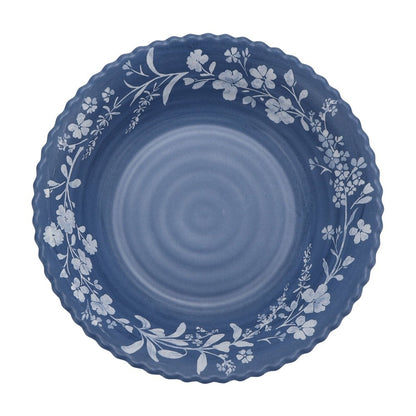 12 Piece Bamboo Melamine Dinnerware Set Floral Design Dishwasher Safe Plates Bowls Vintage Scalloped Edges Ideal Entertaining