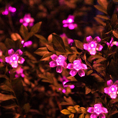 Solar Cherry Garden Blossom Flower Lights Garlands String Lights Solar Outdoor Waterproof Christmas Decoration Lamp