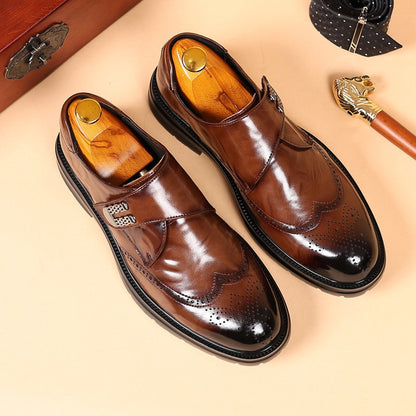 British Style New Oxford Shoes Men's Thick Soled Carved Blok Wedding Leather Shoes High-quality Designer Business Formal Loafers