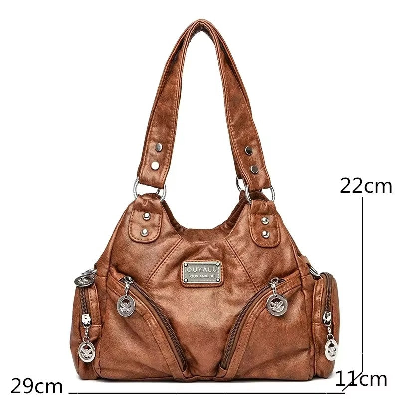 Y2K Motorcycle Bag Women's PU Leather Crossbody Bag Retro Luxury Handbag Fashion Motorcycle Bag Brand Fashion Crossbody Bag