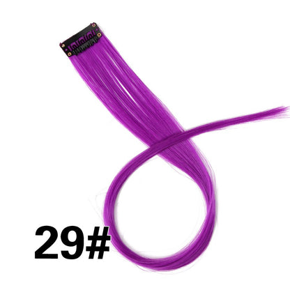 Apliques Sintéticos Presilha de Uma Peça Extensões de Cabelo Arco-Íris Cabelo Sintético Liso Peças de Cabelo de 45cm Longo Ombré Rosa Roxo Vermelho Azul