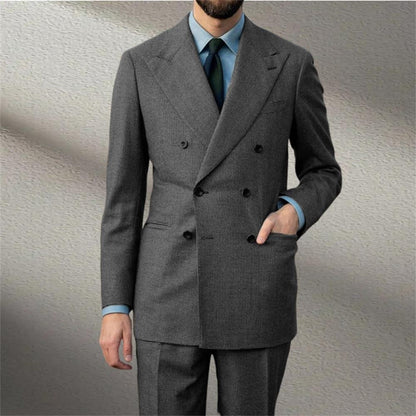 Autumn Winter New Woolen Men's Suit 2 piece Set Tailored suit jacket suit pants Beige Black Men's business suit