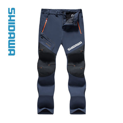 Traje de Pesca de Inverno Corta-Vento Impermeável Soft Shell Masculino Tamanhos Grandes com Capuz Acolchoado de Veludo Quente + Conjunto de Calças de Pesca para Caminhada