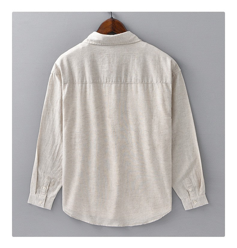 Men's Cotton-Linen Long Sleeve Shirt – Lightweight, Breathable, Vintage-Inspired Business Casual Shirt for Spring/Summer Fashion