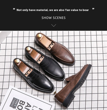 New soft leather breathable leather shoes men Europe station casual British style youth loafers with business bean shoes