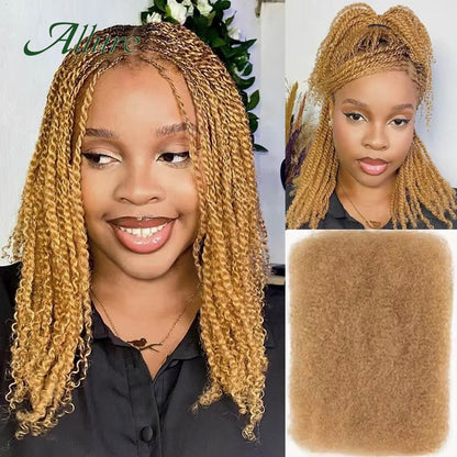 Cabelo Humano Afro Kinky Bulk QVR para Mini Twist, Tranças, Extensões de Dread Locs e Crochet, Cabelo Afro Kinky Cacheado Bulk para Dreadlocks 50g
