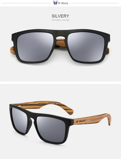 Óculos de Sol Quadrados de Madeira com Lentes Polarizadas Vermelhas Oi Wood Women