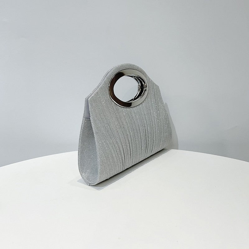 Evening Bag Ladies Pleated Party Lightweight Clutches for women solid silver black champagne handbags