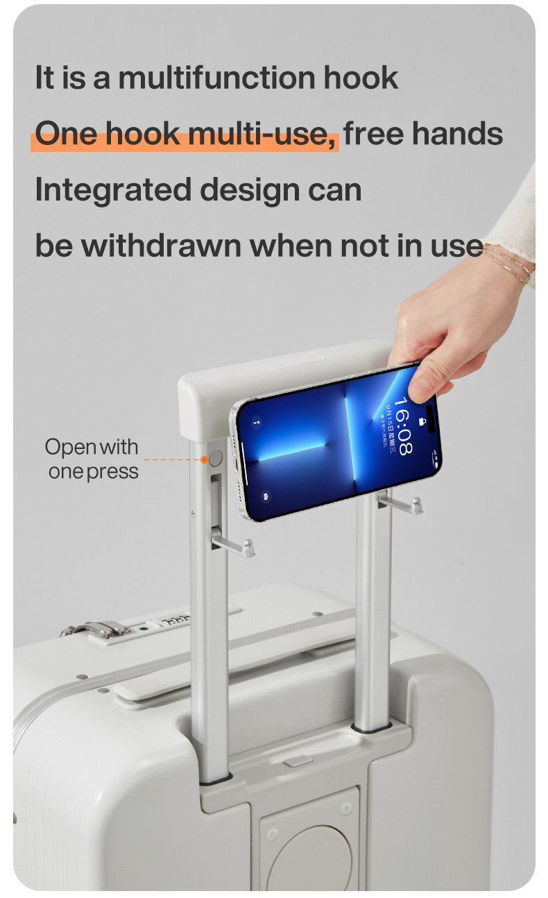 Mixi NOVA Mala de Viagem com Estrutura de Alumínio e Rodas, com Porta USB, Suporte para Copo e Celular, Bagagem de Mão de Bordo 20 24 Polegadas