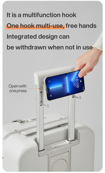 Mixi NOVA Mala de Viagem com Estrutura de Alumínio e Rodas, com Porta USB, Suporte para Copo e Celular, Bagagem de Mão de Bordo 20 24 Polegadas