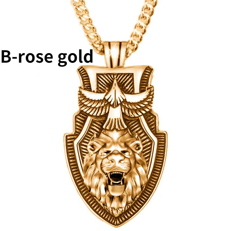Colar Masculino de Aço Inoxidável com Pingente Triângulo e Cabeça de Lobo, Joia Punk de Animal para Homens, Presente de Aniversário, Estilo Hip Hop