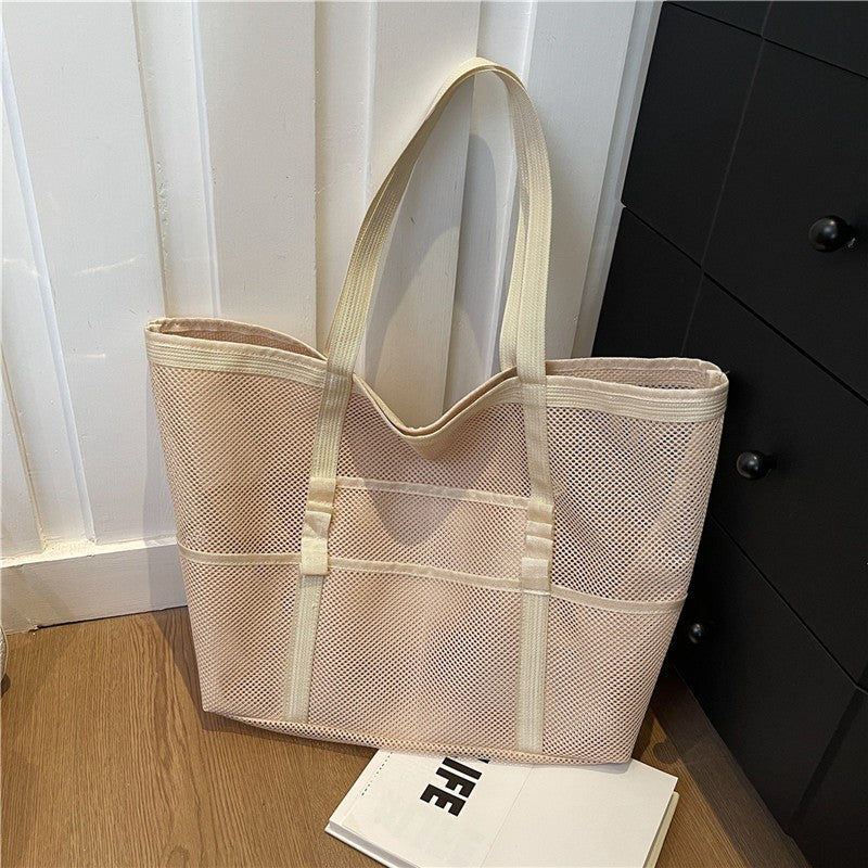 Multipocket Summer Large Beach Bag For Towels Mesh Durable Beach Bag For Toys Waterproof Underwear Pocket Beach Tote Bag