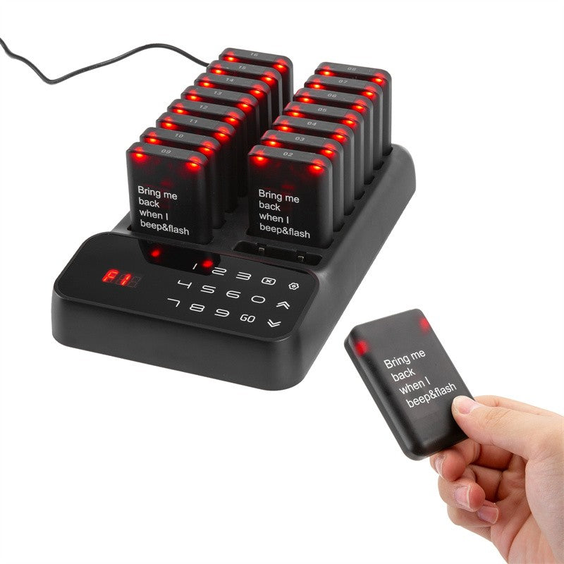 Wireless Restaurant Pagers Calling System 16 Coasters Buzzer Vibrator Bell Receivers For Food Truck Bar Coffee Fast Food Hotel