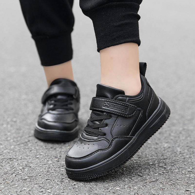 Children's Fashion Sports Shoes Black Student Kids Boys & Girls Non Slip Flat Walking Shoes Lightweight Breathable Tennis
