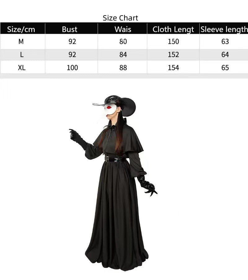Medieval Robe Plague Doctor Cosplay Costume Bird Crow Long Mouth Mask Suit Monk Steampunk Priest Wizard Halloween Party Cloak