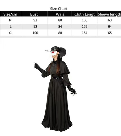 Medieval Robe Plague Doctor Cosplay Costume Bird Crow Long Mouth Mask Suit Monk Steampunk Priest Wizard Halloween Party Cloak
