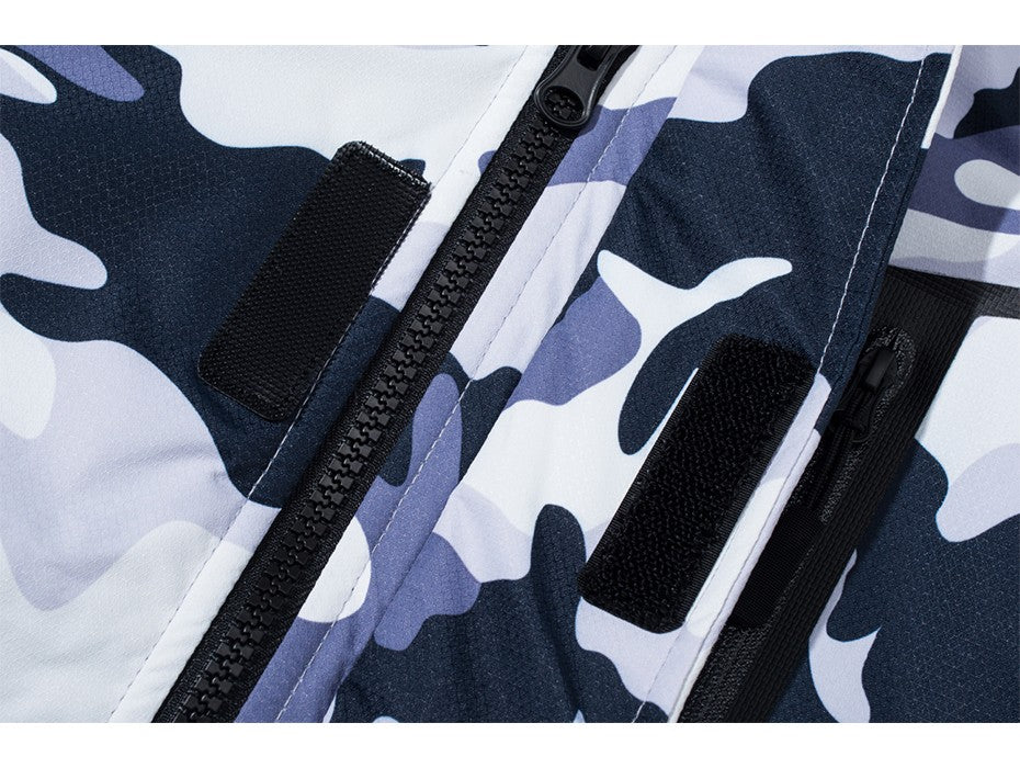 MAGCOMSEN Fleece Ski Jacket Men's Hooded Waterproof Thermal Thick Warm Camo Parka Removable Hooded Coats Winter Snowboard Anorak