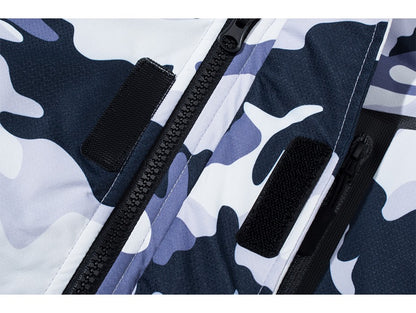 MAGCOMSEN Fleece Ski Jacket Men's Hooded Waterproof Thermal Thick Warm Camo Parka Removable Hooded Coats Winter Snowboard Anorak