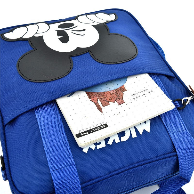 Bolsas de Tutoria Disney para Estudantes Mochila Escolar Multifuncional de Desenho Animado Mickey Bolsa de Mão Necessaire Pasta Escolar Quadrada