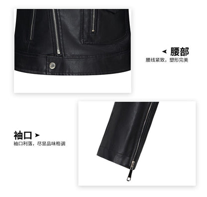 Women's Short-Length Black Leather Jacket for Fall, Fashionable Casual PU Jackets, Sizes: S M L XL.