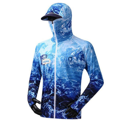 Moletom Profissional de Pesca com Máscara Anti-UV Protetor Solar Roupas de Proteção Solar Camisa de Pesca Respirável Secagem Rápida Camisa de Pesca