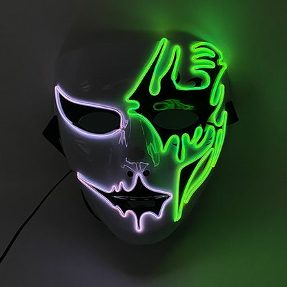 Shuffle Dance Mask Luminous Purge Mask Devil Glowing Masquerade Cosplay Mask for Halloween Horror Haunted House Props