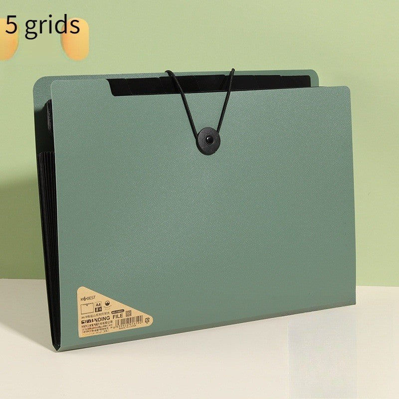 1PC Premium Black 5-Compartment Folder with Handle, Durable PP Desk Organizer with Color-Coded Labels for Office & Home Use