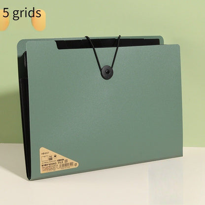 1PC Premium Black 5-Compartment Folder with Handle, Durable PP Desk Organizer with Color-Coded Labels for Office & Home Use