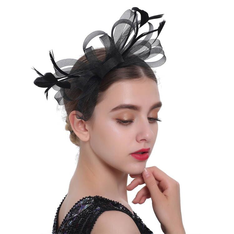 Chapéu Fascinator Feminino Chique Coquetel Casamento Festa Igreja Acessório de Cabelo Moda Pena Grampo de Cabelo Noiva