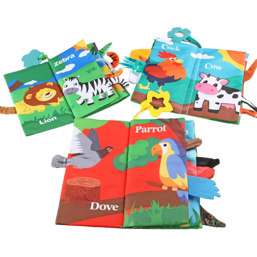8 Page Tail Cloth Book Touch And Feel Infant Soft Books Cartoon Animals Development Interactive Early Education Toys For Baby